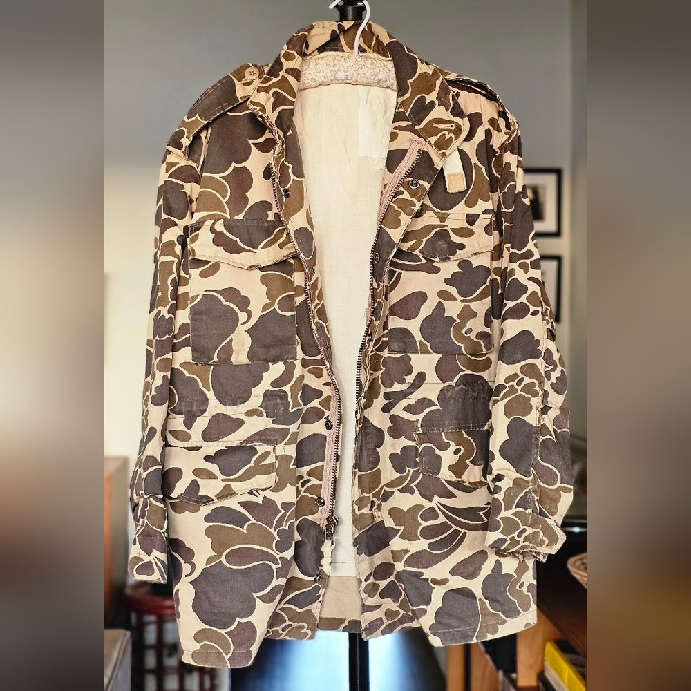 Vintage Hunting Military Field Jacket Brown Camouflage Mens Large